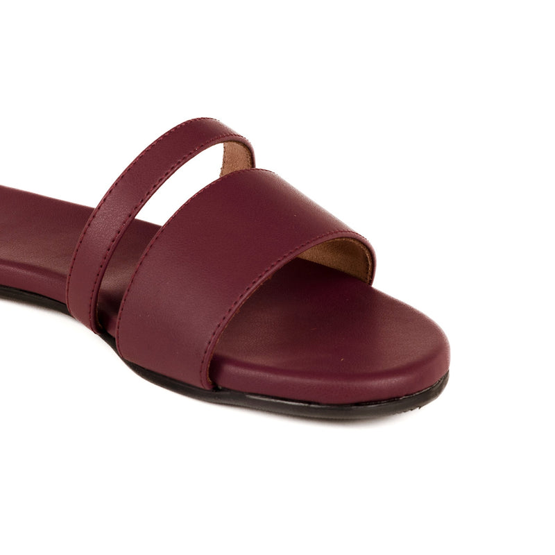 Tev Cloak Vegan Leather Maroon Women Slides