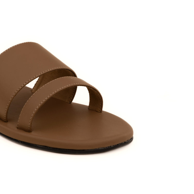 Tev Cloak Vegan Leather Brown Men Slides