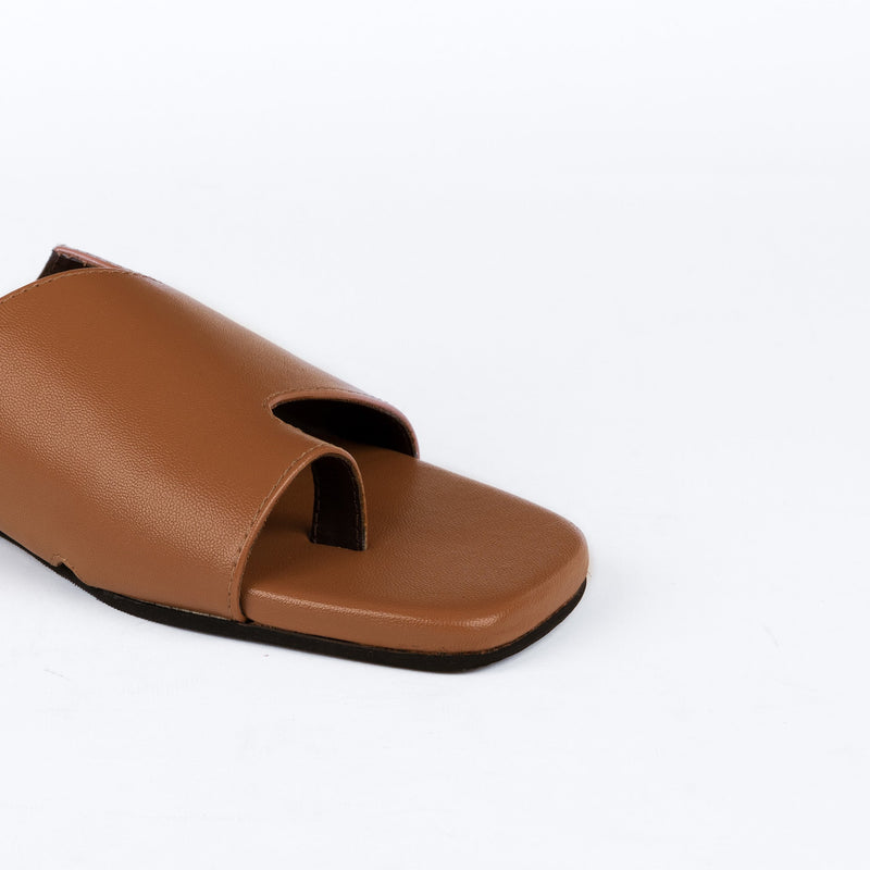 Yuna Cloak Vegan Leather Tan Women Slides