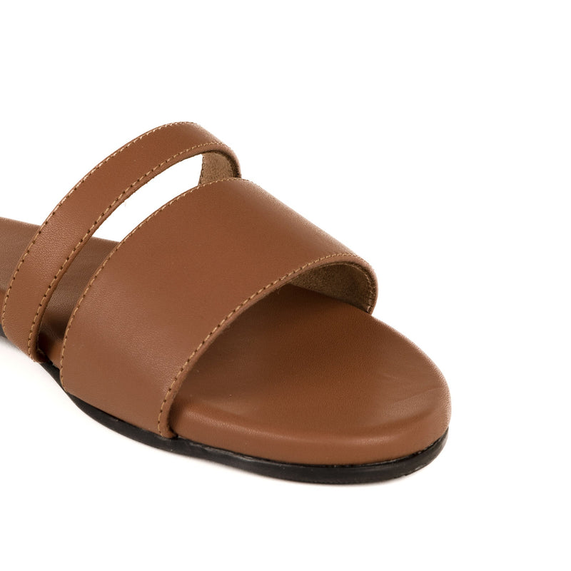 Tev Cloak Vegan Leather Tan Women Slides