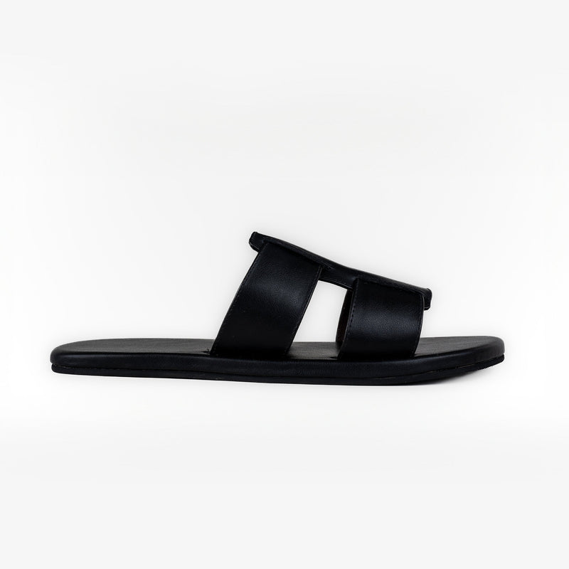 Dune Cloak Vegan Leather Black Men Slides