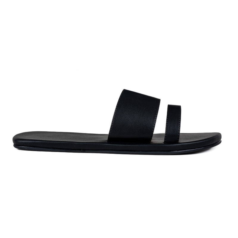 Tev Cloak Vegan Leather Black Men Slides