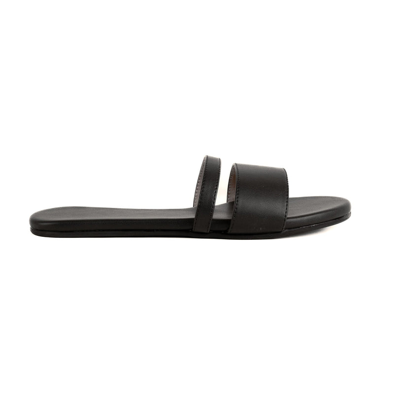 Tev Cloak Vegan Leather Black Women Slides