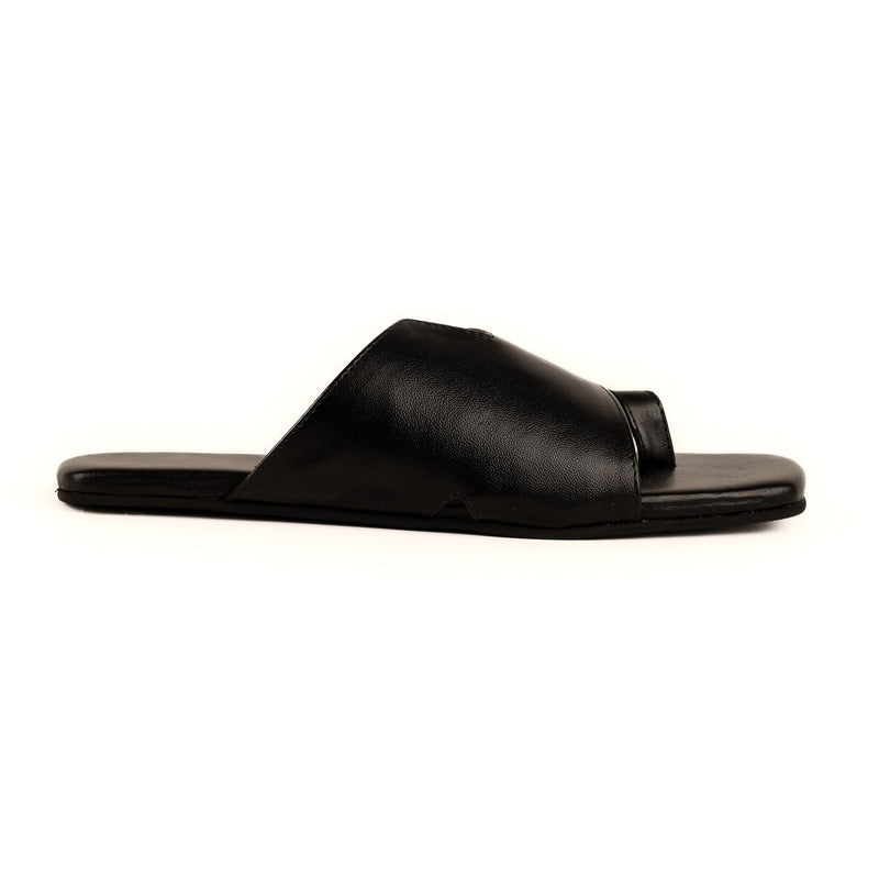 Yuna Cloak Vegan Leather Black Women Slides