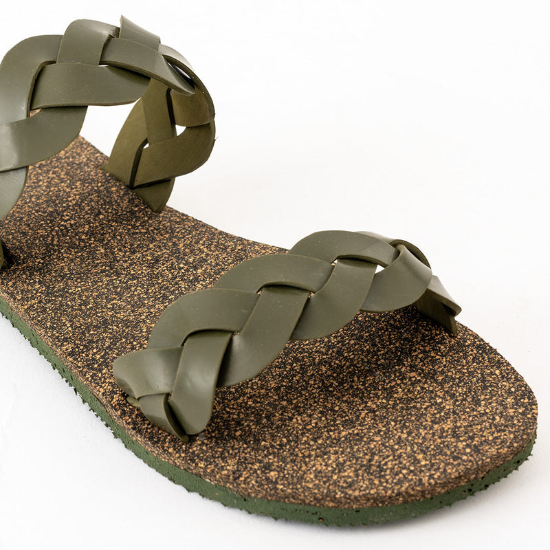 Lumi Dual-Strap Cork Green Women Slides