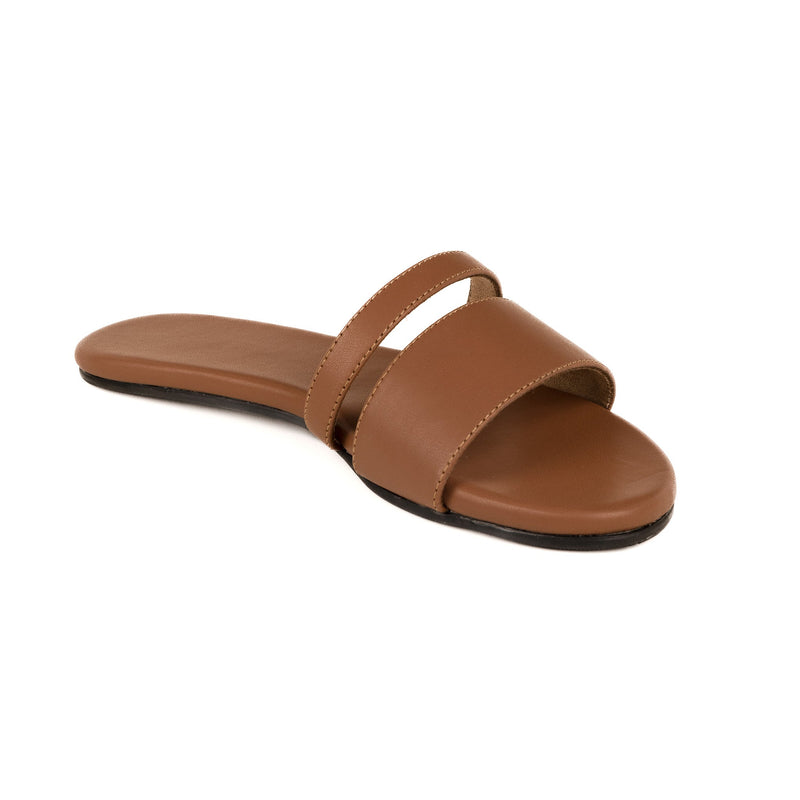 Tev Cloak Vegan Leather Tan Women Slides