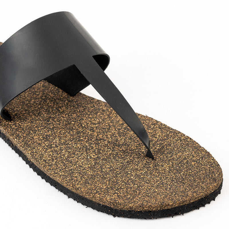 Eso Thong-Strap Cork Black Men Slides