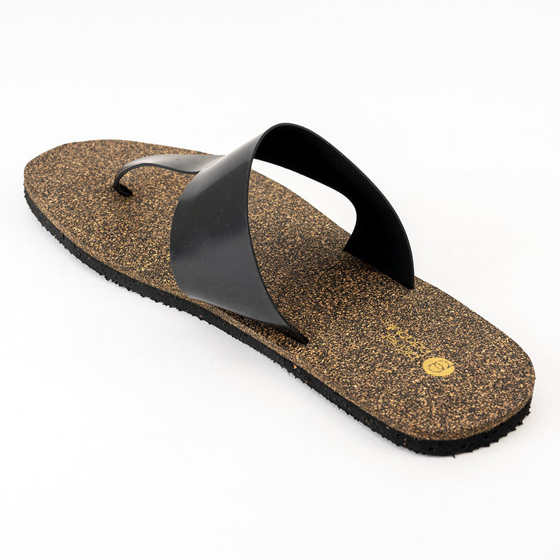 Eso Thong-Strap Cork Black Men Slides