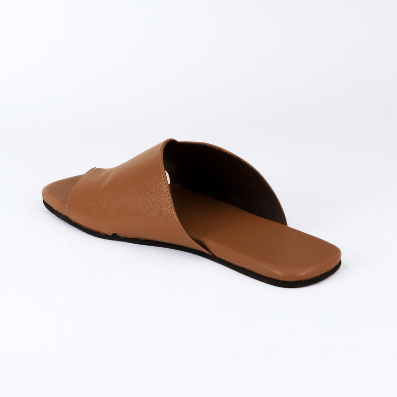 Yuna Cloak Vegan Leather Tan Women Slides