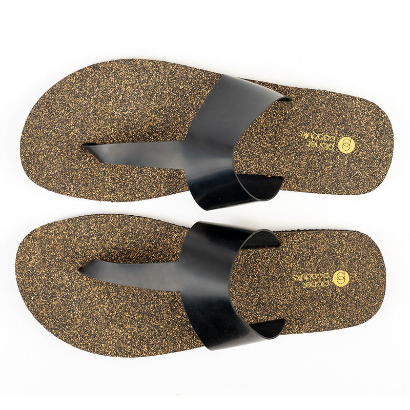 Eso Thong-Strap Cork Black Men Slides