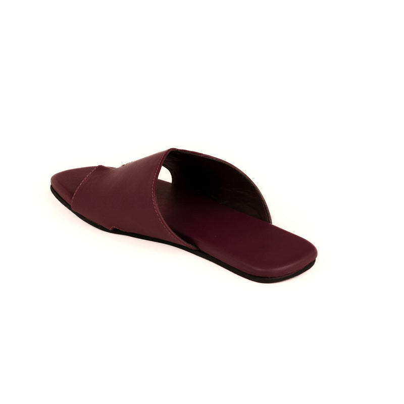 Yuna Cloak Vegan Leather Maroon Women Slides