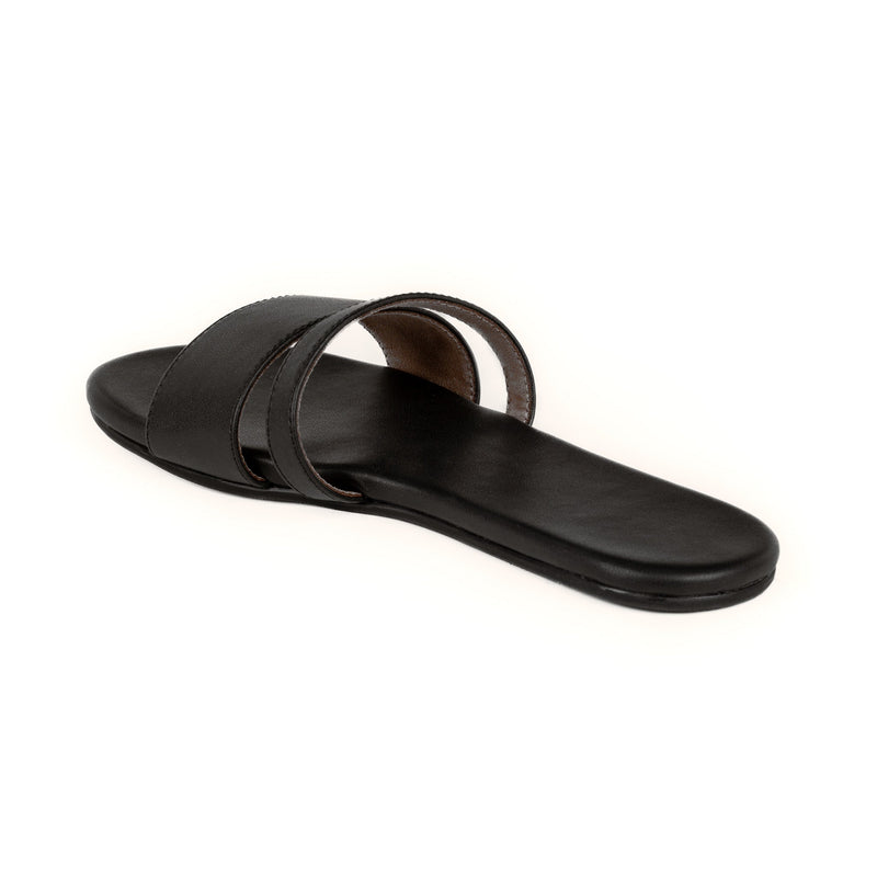 Tev Cloak Vegan Leather Black Women Slides