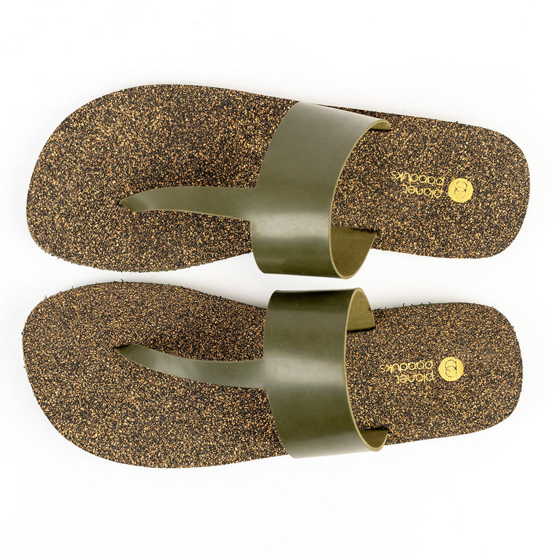 Eso Thong-Strap Cork Green Women Slides