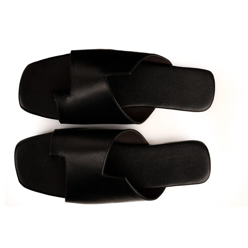 Yuna Cloak Vegan Leather Black Women Slides