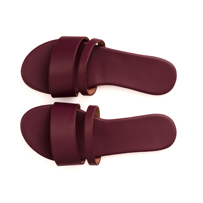 Tev Cloak Vegan Leather Maroon Women Slides