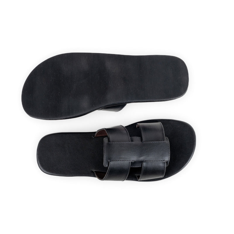 Dune Cloak Vegan Leather Black Men Slides