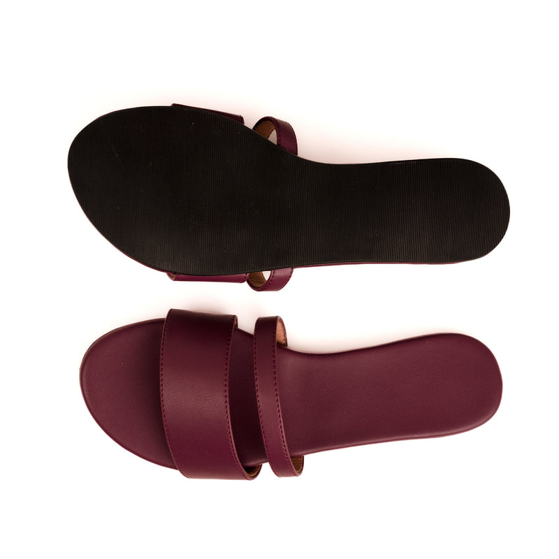 Tev Cloak Vegan Leather Maroon Women Slides