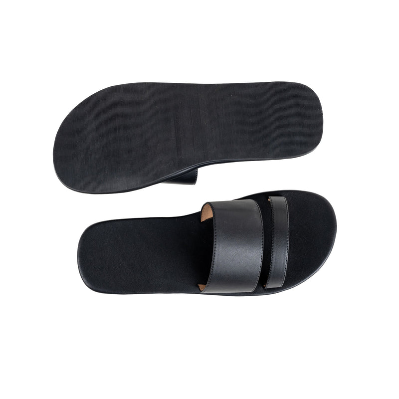 Tev Cloak Vegan Leather Black Men Slides