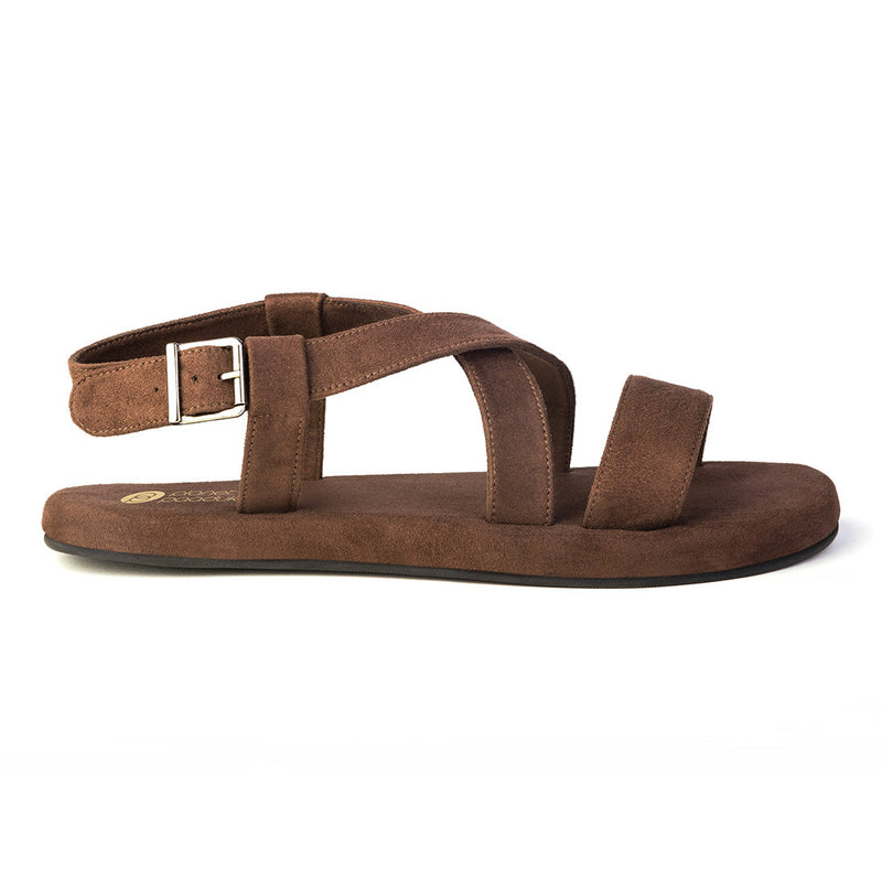 Calor Luxe - Crossover Vegan Suede Brown Sandals