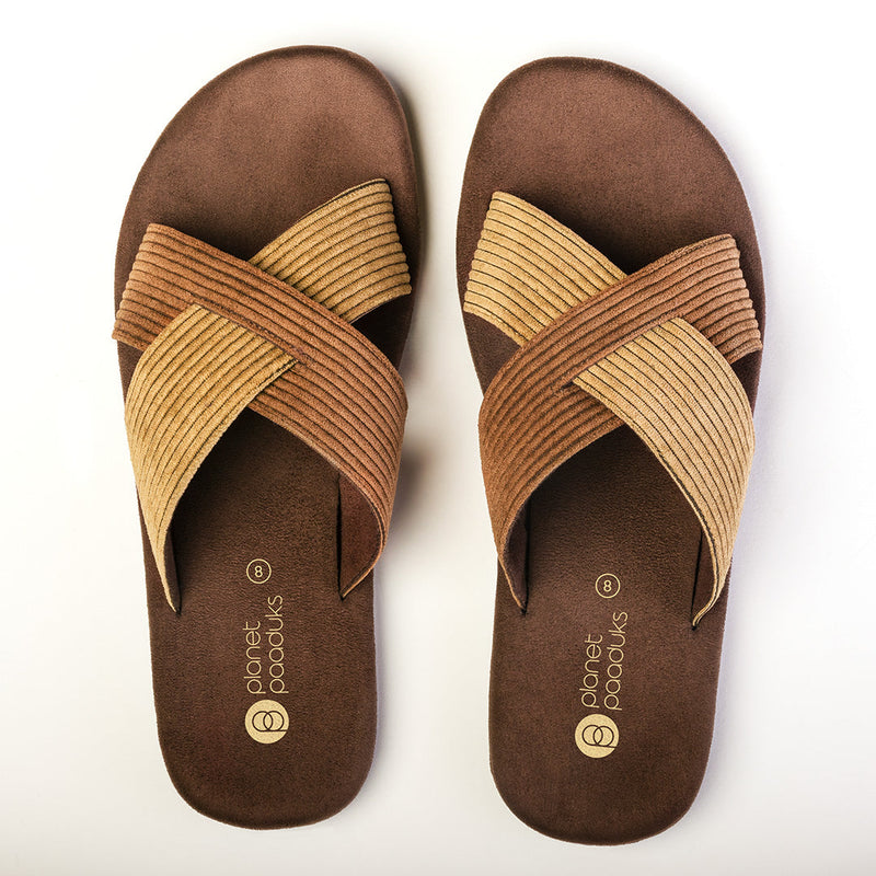 Ben Luxe - Crossover Corduroy Brown Slides