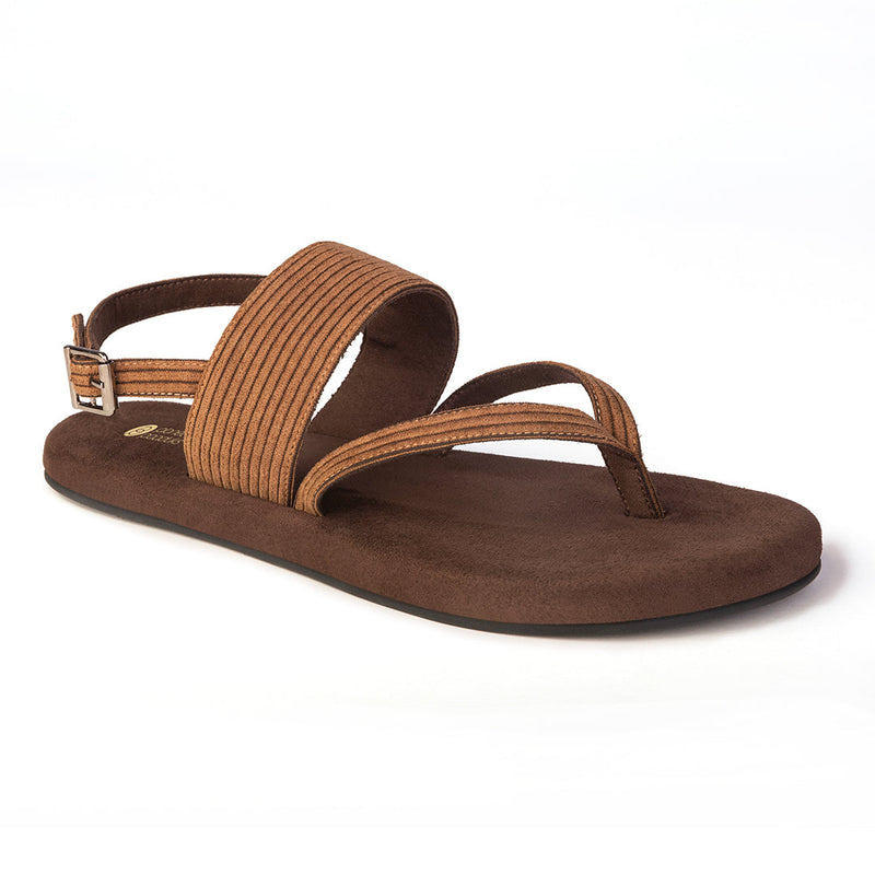 Hiver Luxe - Thong-Strap Corduroy Brown Sandals