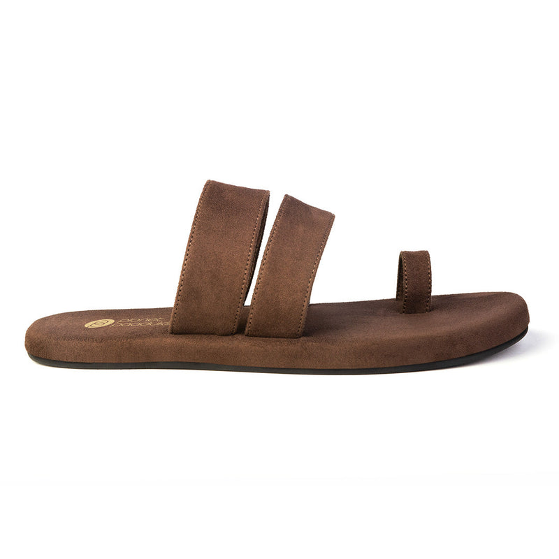 Uri Luxe - Toe-Ring Vegan Suede Brown Slides