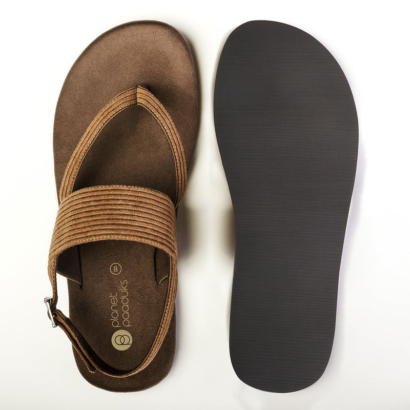 Hiver Luxe - Thong-Strap Corduroy Brown Sandals