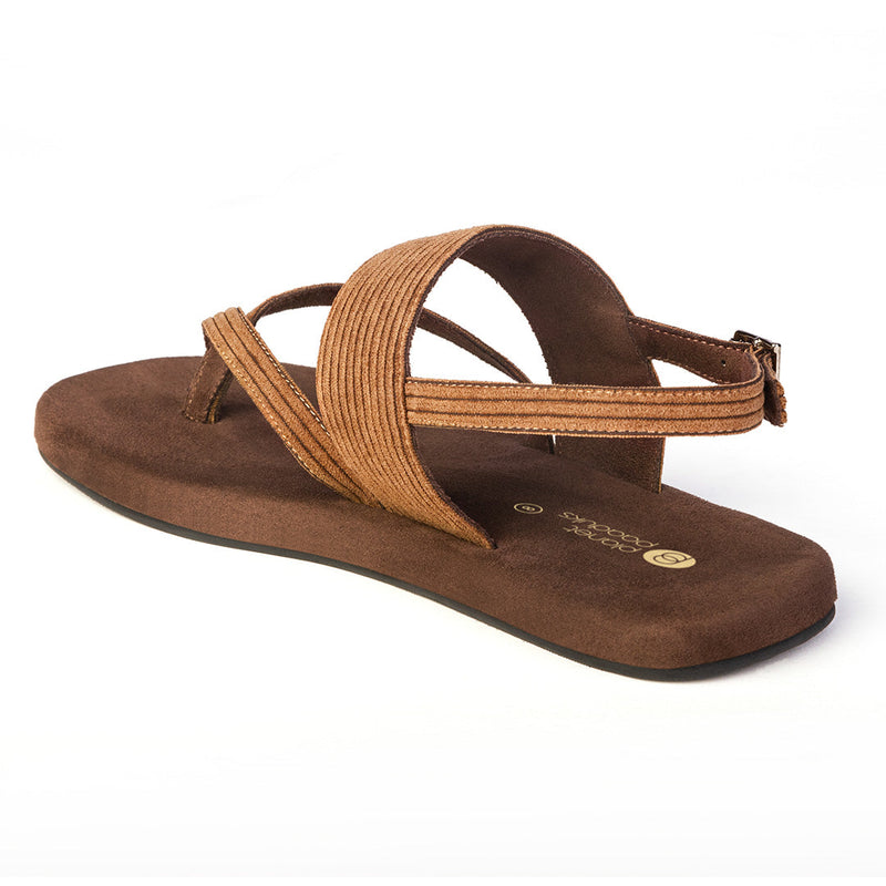 Hiver Luxe - Thong-Strap Corduroy Brown Sandals