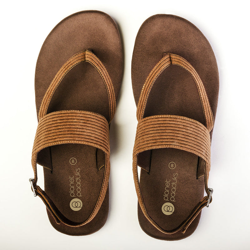 Hiver Luxe - Thong-Strap Corduroy Brown Sandals