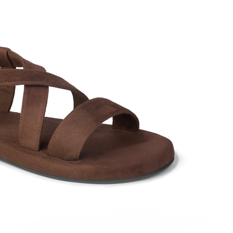 Calor Luxe - Crossover Vegan Suede Brown Sandals