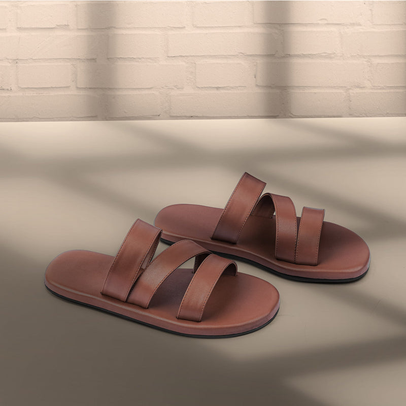 Adi Crossover Vegan Leather Brown Slides Men